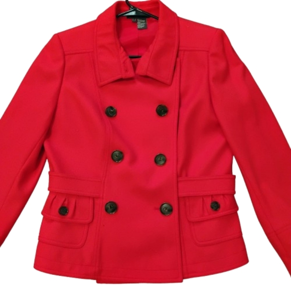 Per Se Red Wool Peacoat Jacket 8 Christmas Holiday Work Chic Classy Sophisticate - Picture 3 of 14